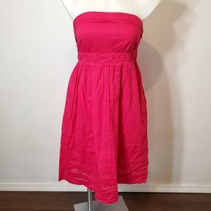 Anthro Maeve Strapless Hot Pink Dress